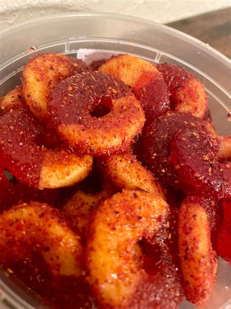 Chamoy Peach Rings Spicy Peach Rings Peach Rings Chamoy Candy Exotic Spicy Candy Chamoy And