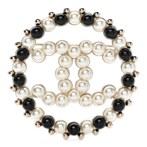 Chanel Pearl Cc Brooch Black Gold Fashionphile