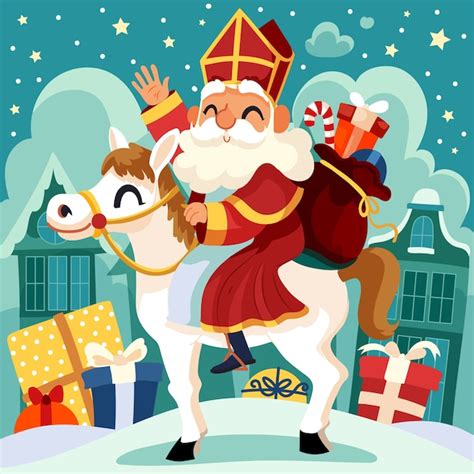 Ilustración plana de sinterklaas Vector Gratis