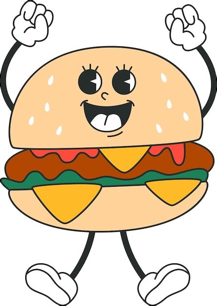 Premium Vector Hamburger Happy Character