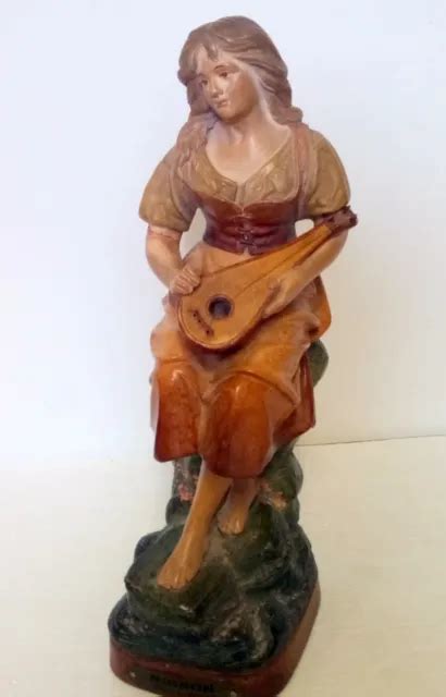 Statue Femme A La Mandoline Mignon Terre Cuite Signe J Le Guluche N