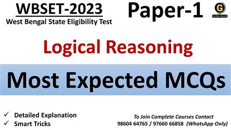 Logical Reasoning Most Expected MCQs For WBSET Paper 1 West Bengal