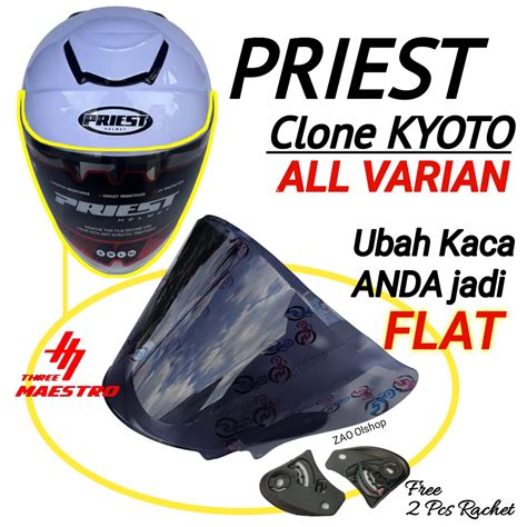 Jual Kaca Helm PRIEST KYOTO Visor Open Venom FLAT Pries Clone Kyoto By