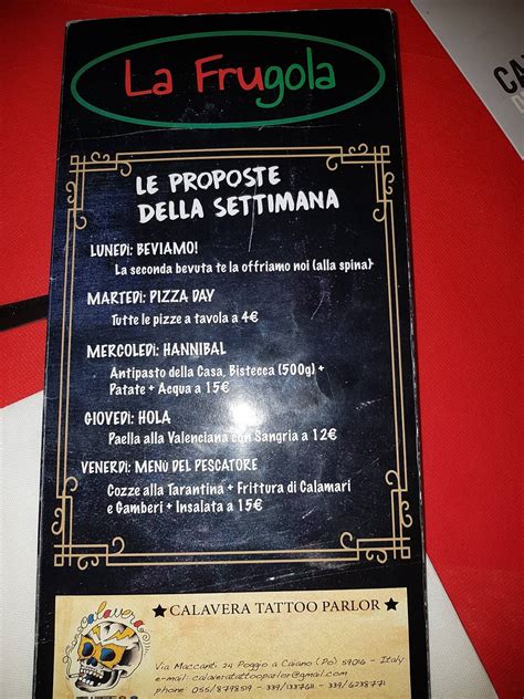 Menu Da La Frugola Pizzeria Poggio A Caiano