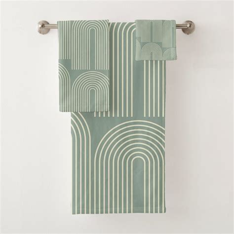 Contemporary Arch Line Art In Sage Green Bath Towel Set Zazzle In