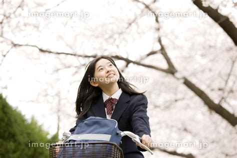 自転車に乗る女子中学生の写真素材 24039718 イメージマート