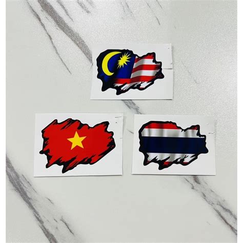 Sticker Inkjet Flag Bendera Negara Sticker Vietnam Malaysia Thailand