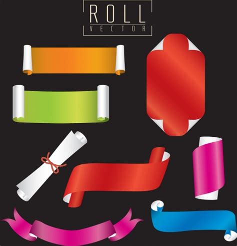 Decorative Colored Paper Icons Various 3d Rolled Shapes Vectors Images