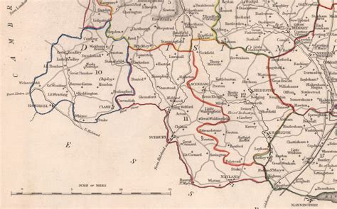 Old Map Of Suffolk In 1844 By Samuel Lewis Ipswich Woodbridge Bury