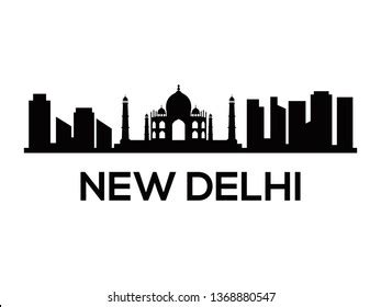 New Delhi Skyline Silhouette Vector Famous Stock Vector (Royalty Free ...