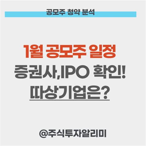 2022년 1월 공모주 일정청약 Ipo 상장 신규 네이버 블로그