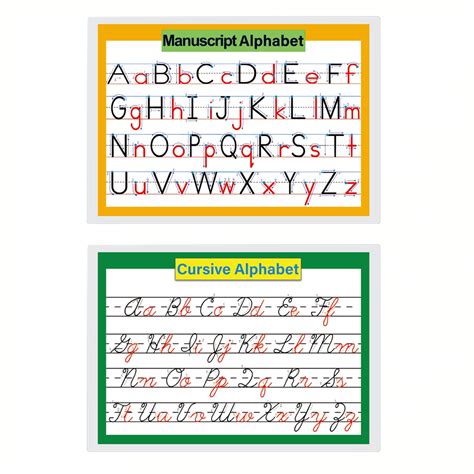 pcsset  alphabet cursive training manuscript chart  classroom
