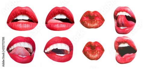 Mouth Icon Sexy Female Lips With Red Lipstick Isolated On White White