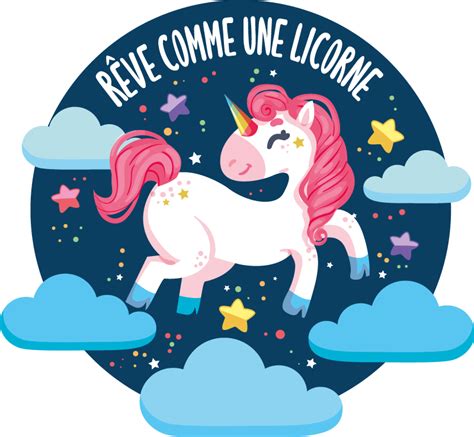 Sticker Mural Cin Ma Licorne Avec Arc En Ciel Et Texte Tenstickers