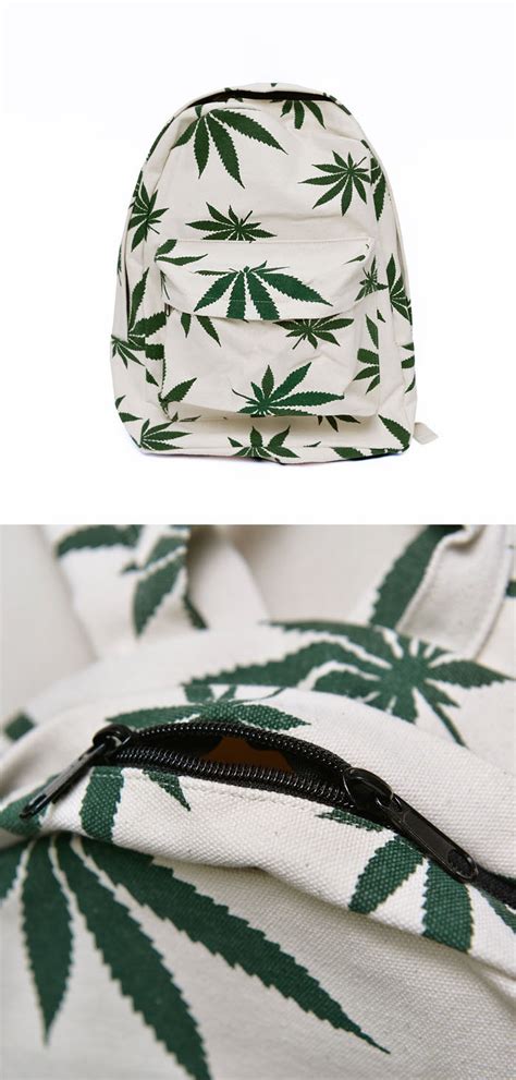 Accessories :: Bags :: Weed Pattern Canvas Backpack-Bag 198