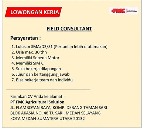 Lowongan Kerja Juli Pt Fmc Agricultural Solution