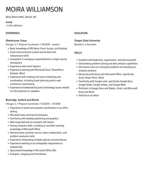 Program Coordinator Resume Samples Velvet Jobs