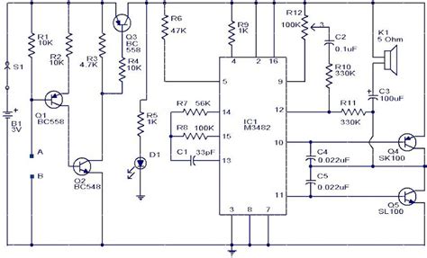 Water Sensor Alarm Circuit Using Ic M3482 Simple Schematic Diagram