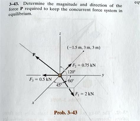 Solved 3 43 Determine The Magnitude And Direction Of The Force