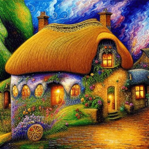 Thatched Cottage Josephine Wall Hyperdetailed Graphic Creative Fabrica