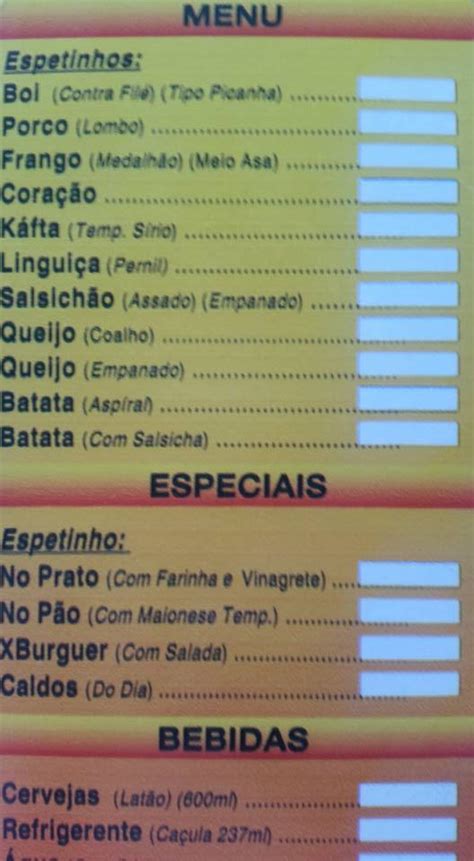 Menu Em Na Brasa Espetinhos Do Homero Pub Bar Carangola