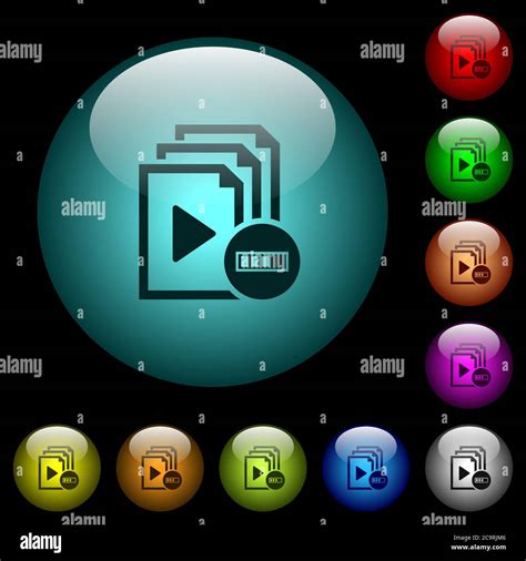 Processing Playlist Icons In Color Illuminated Spherical Glass Buttons