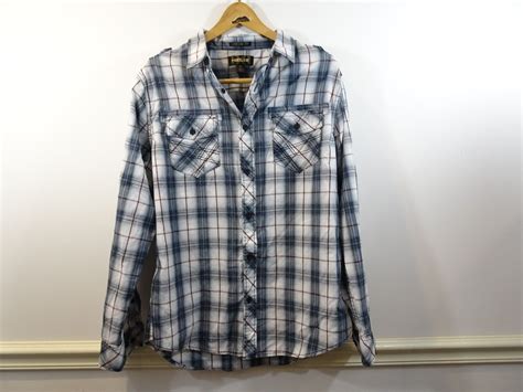 Helix Gray Black Red Plaid Western Shirt Size L Athle Gem