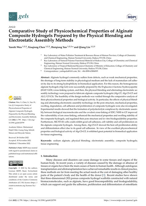 PDF Comparative Study Of Physicochemical Properties Of Alginate