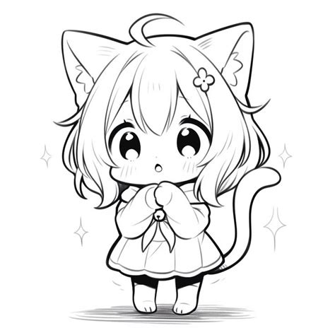 Ni A Gato Kawaii Para Colorear Chibi Kawaii Colorear Coloringpage