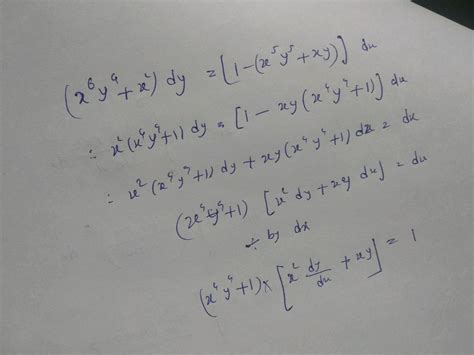 Question The General Solution Of Differential Equation Xy X2dy 1 Xyo Xydx Is 1 N Xl