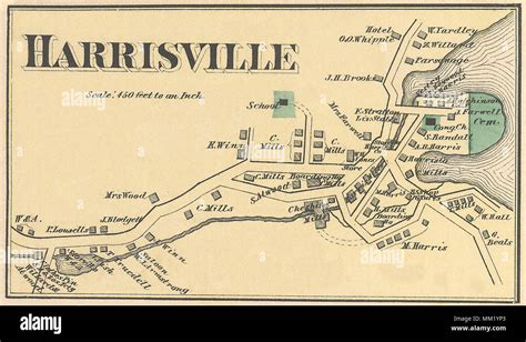 Map of Harrisville. 1877 Stock Photo - Alamy