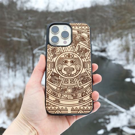 Mayan Calendar Real Wood IPhone Case For 14 14 Plus 14 Pro Max IPhone