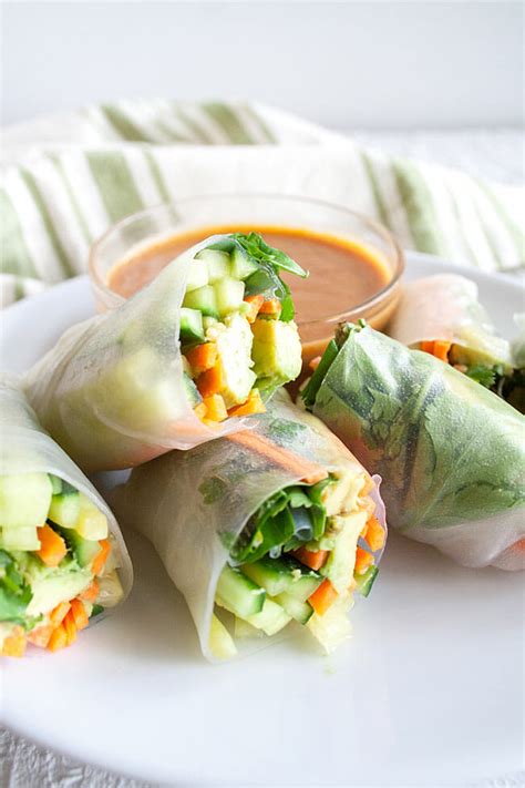 Vegetable Spring Rolls with Peanut Sauce - Create Mindfully