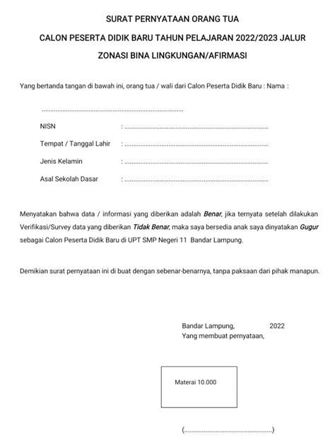 Contoh Surat Pernyataan Orang Tua Mengenai Akta Lahir Surat The Best