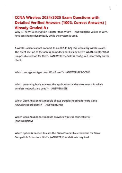 CCNA Wireless 2024/2025 Exam Questions with Detailed Verified Answers