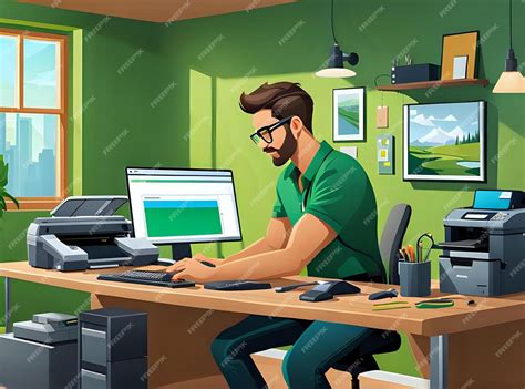 Expert Repairman Fixing Advanced Printer with Precision Tools | Premium ...