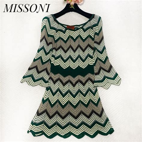 【やや傷や汚れあり】最高級オレンジタグ Missoni ミッソーニ シルク チュニック ワンピース ボーダー Mサイズ ギザギザ ジグザグ