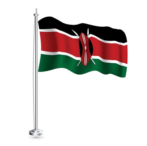 Kenyan Flag Isolated Realistic Wave Flag Of Kenya Country On Flagpole