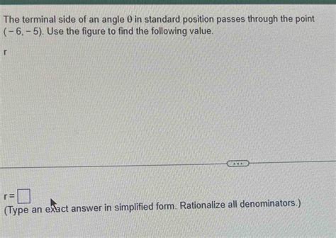 Solved The Terminal Side Of An Angle In Standard Position Passes