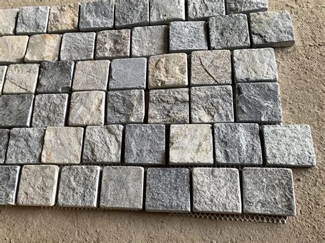 Shihui Paving Stone Driveway Tumbled Cube Natural Stone Mesh Blue