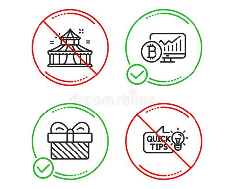 Sistema De Los Iconos De La Carta Del Circo Del Regalo Y De Bitcoin