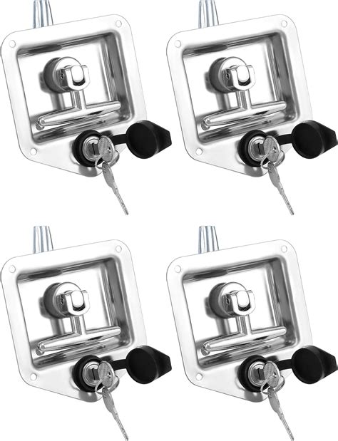 Qwork Stainless Steel T Handle Latch Kit 4 Lock Latches And 8 Keys Perfect For Rvs Campers And