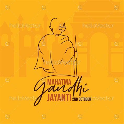 Mahatma Gandhi Outline Sketch Poster, Happy Gandhi Jayanti - Download Graphics & Vectors