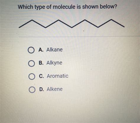 Solved Which type of molecule is shown below? O A. Alkane O | Chegg.com