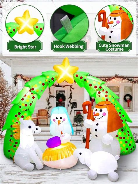 Ft Christmas Inflatable Nativity Scene Quick Airblown Outdoor Blow