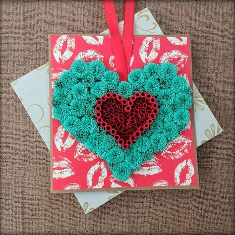 Quilling Heart Card With Removable Heart Ornament Paper Heart Decor Quilling Flower Wall Art