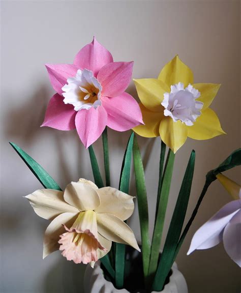 Narcissus Pretty In Pink Paper Flower Templates Diy Etsy