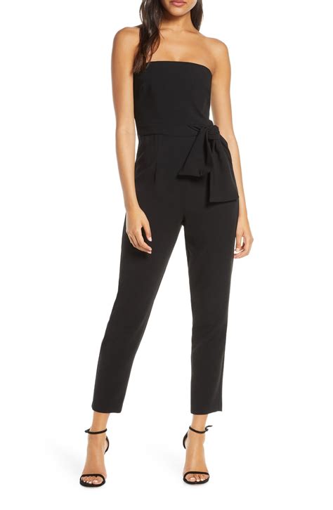 Black Halo Harbor Strapless Jumpsuit Black Editorialist