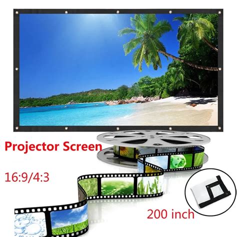 LEORY 200 Inch 16:9 4:3 PVC Projector Screen Portable Projection Screen ...