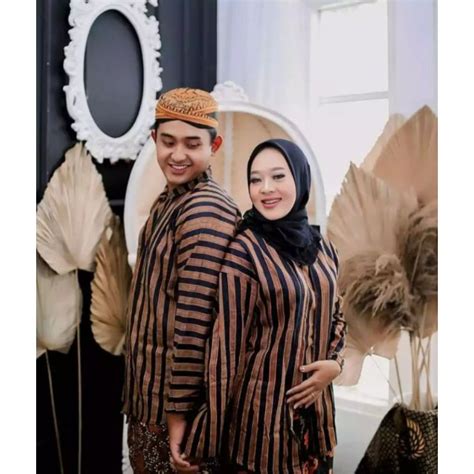 Jual Baju Lurik Couple Adat Jawa Surjan Kebaya Kutu Baru Lurik Bonus